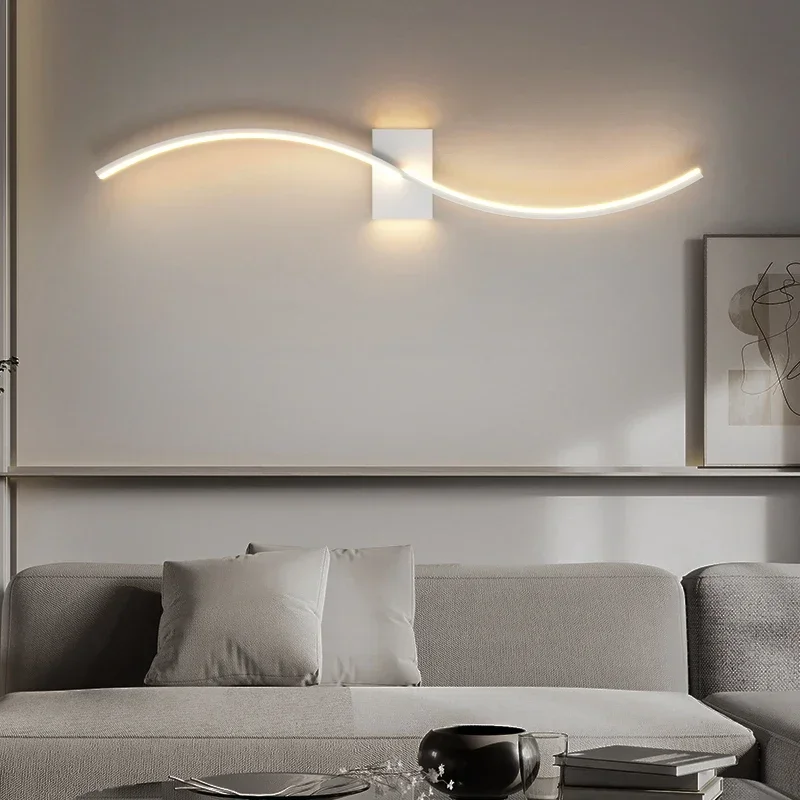 Lámpara Led de pared de línea larga para sala de estar, luces de pasillo, escalera, accesorio de Interior para decoración del hogar, nuevo diseño de curva Simple