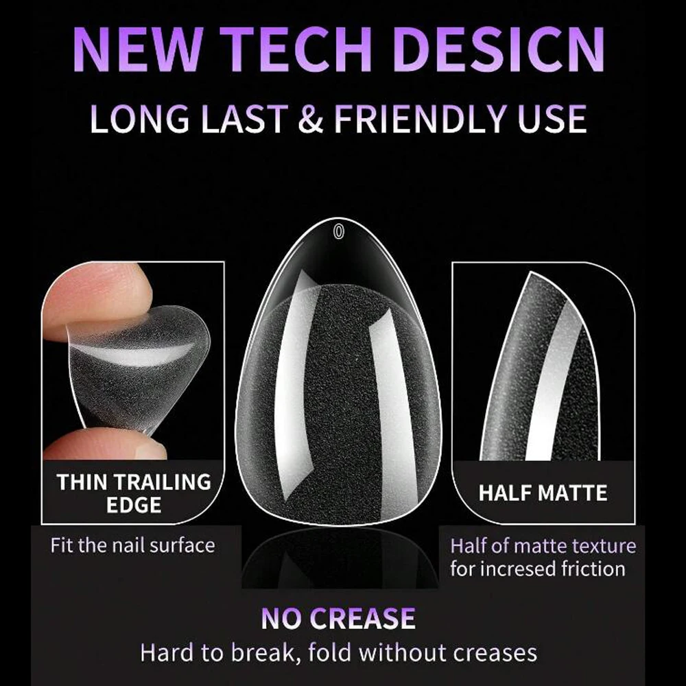 120 قطعة/صندوق فرنسي غير لامع XXS قصير مربع/لوز/أظافر صناعية مدببة كاملة/نصف غطاء واضح اضغط على أطراف الأصابع الناعمة للأظافر