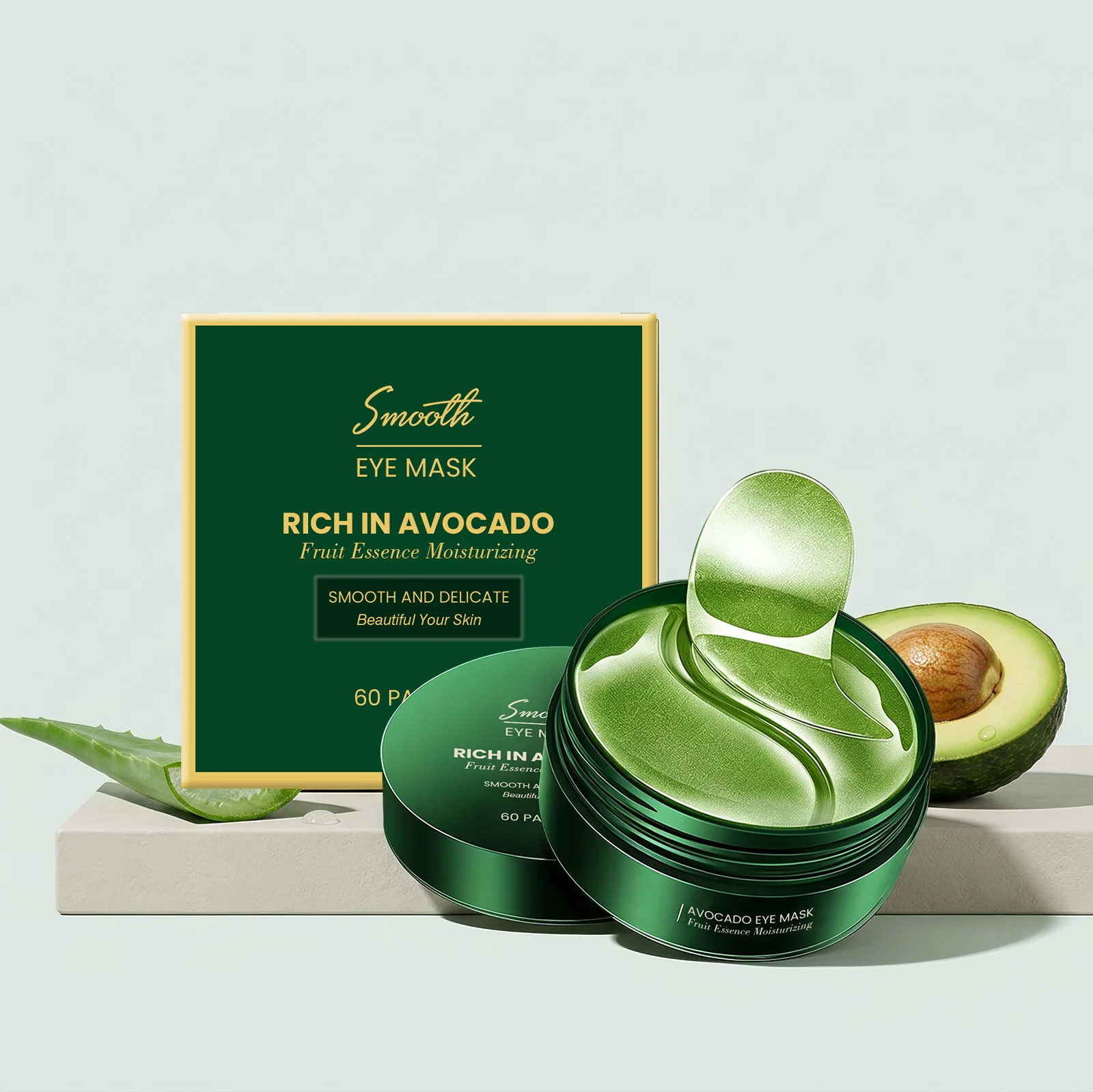 60Pcs Avocado Collagen Eye Mask,Anti-Dark Circles Reduce Eye Bags, Moisturizing Firming Under Eye Patches to Smooth Fine Lines
