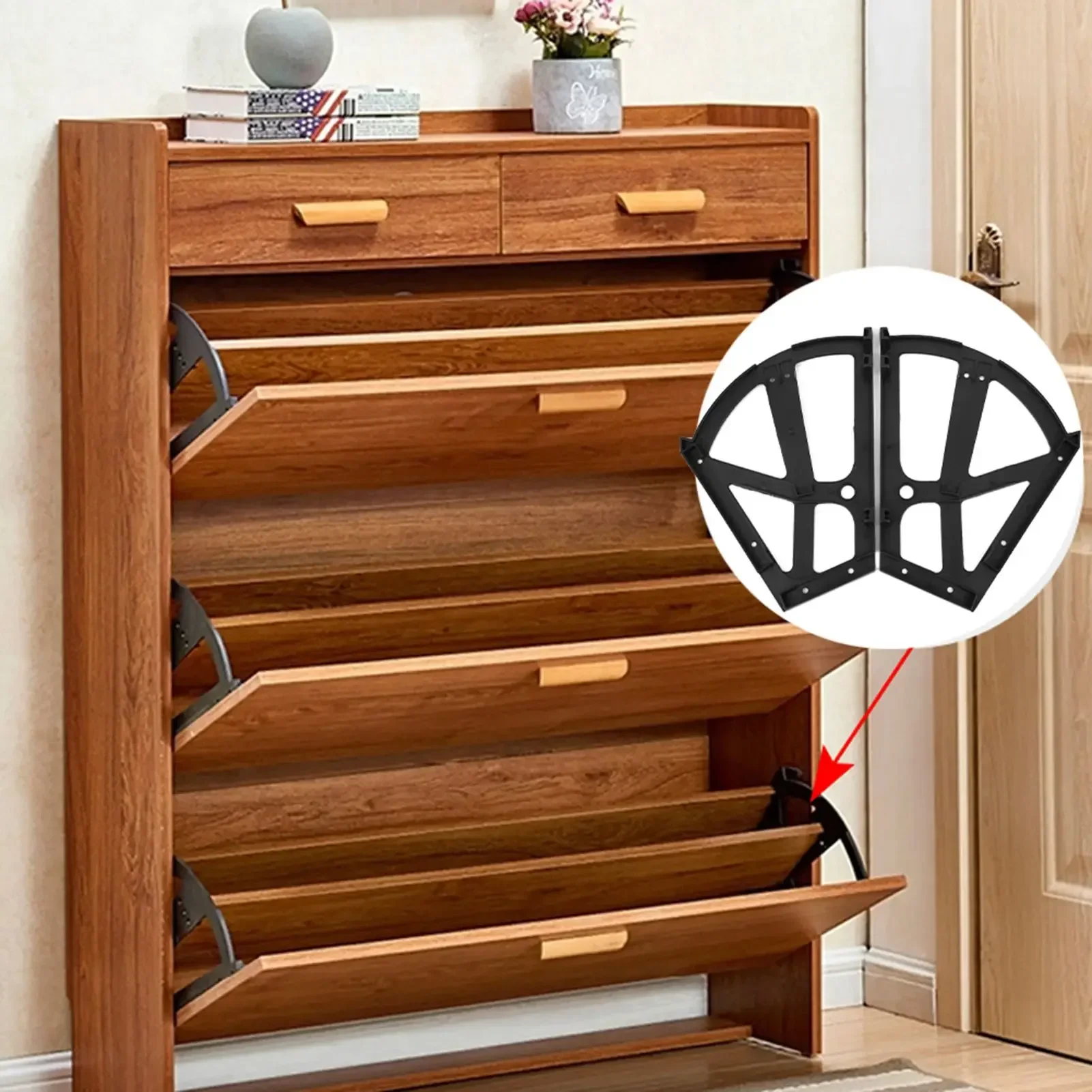 /Set Home Furniture Shoes Drawer Cabinet Hinge  Plate Frame Turning Rack Accessory Furniture Fittings Shoes Drawer Hinge
