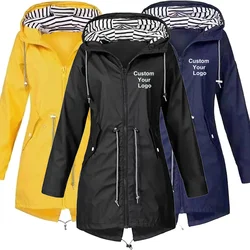 Women Custom Your Logo Outdoor Zipper Hooded Coats Mountaineering Jackets Windbreaker