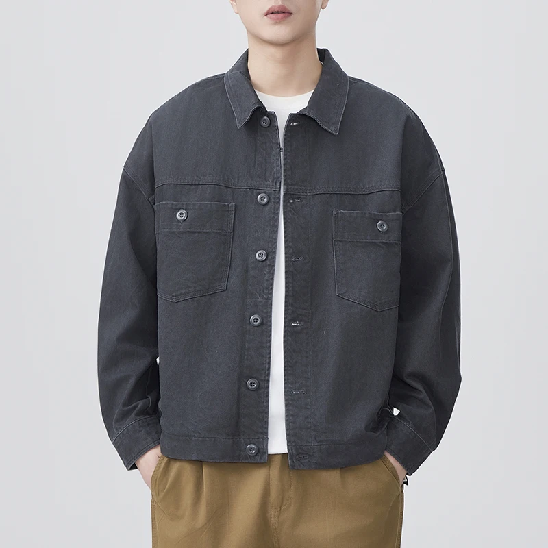 

Мужская свободная повседневная корейская модная винтажная свободная повседневная куртка-карго из чистого хлопка, мужская уличная одежда, пальто Cityboy, верхняя одежда