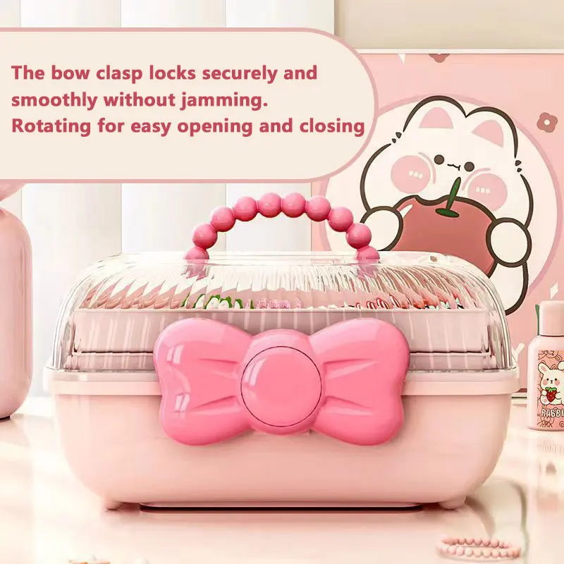 Children's Jewelry Box Hair Accessories Stationery Box Storage Box Three-Layer Large Capacity Hair Accessories Storage Box