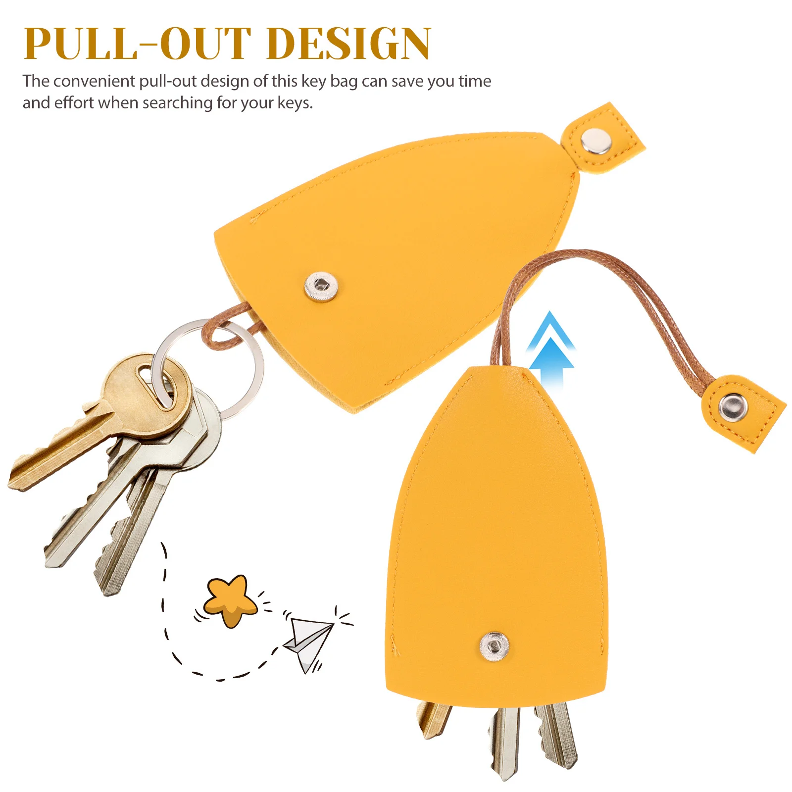 

6pcs Bags Key Fob Holder Pull Out Car Key Cover Durable Pu Case For Keys Protector Organizer Accessory