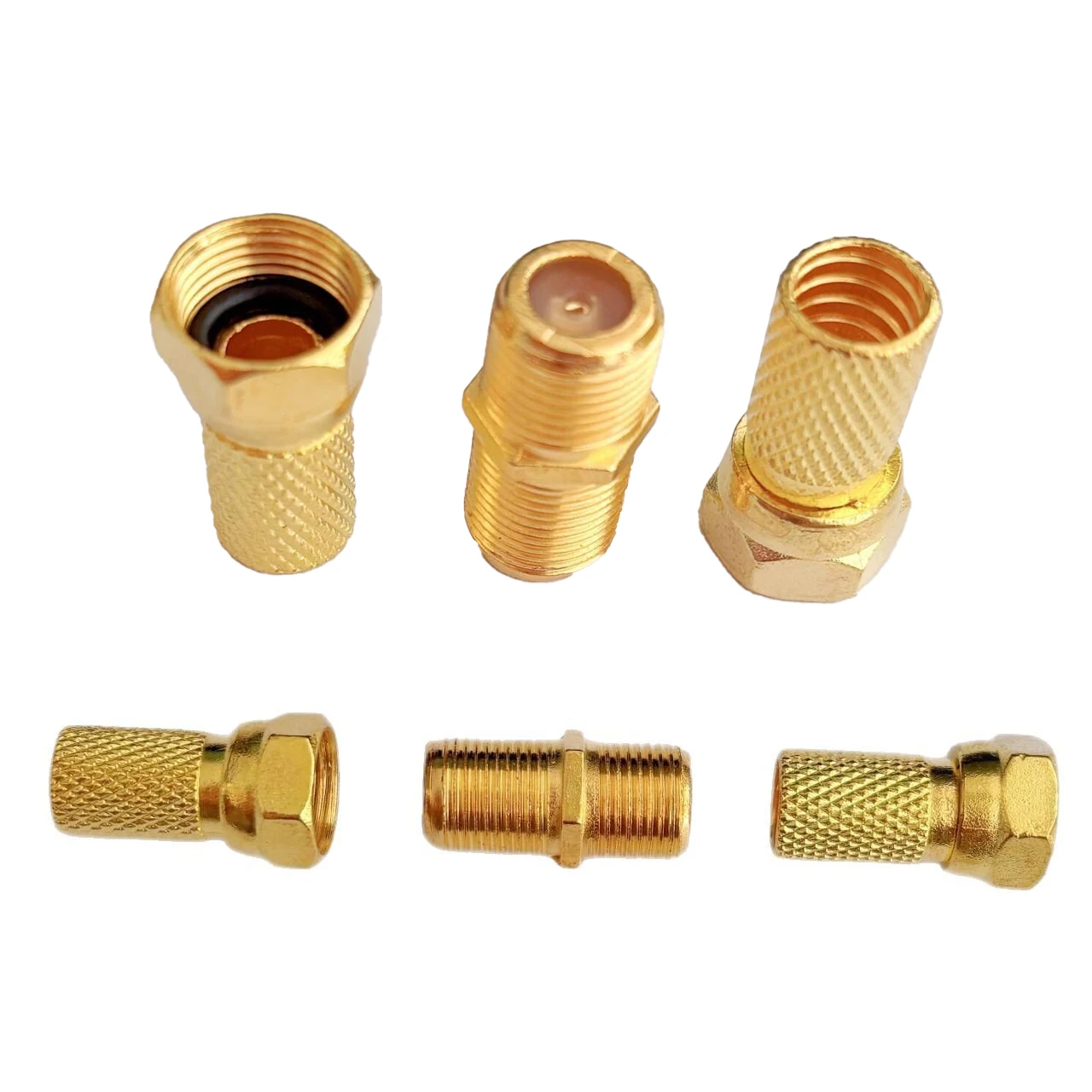 10PCS 75-5 F-Type Screw-On Connectors for RG6 Coaxial Cables Gold-Plated TV Antenna Adapter Durable Twist-On Design Satellite