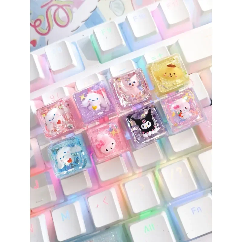 MINISO Kawaii Sanrio Pompomporin Anime Mechanical Keyboard Keycap Delicate Cartoon Festival Birthday Gift