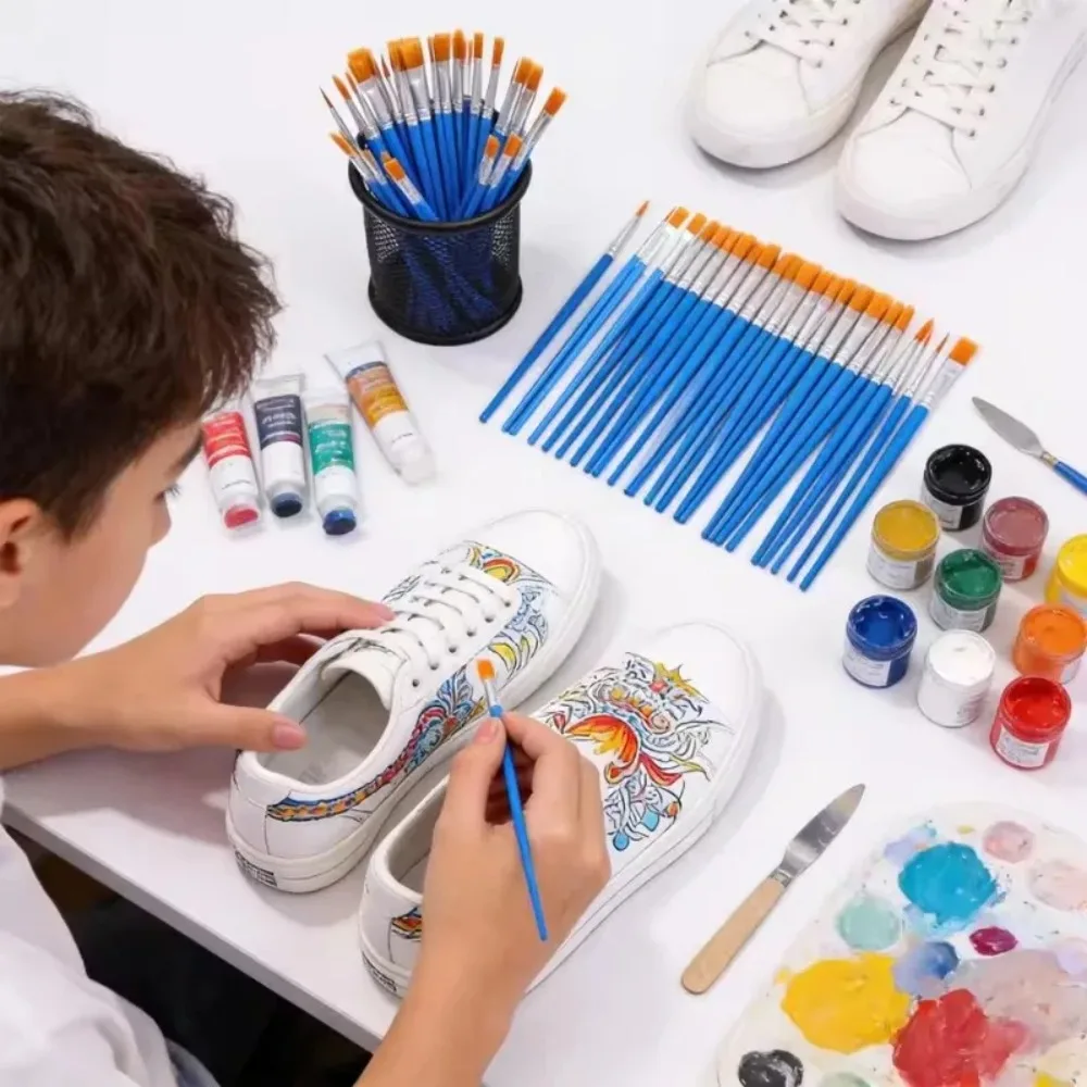 120Pots Empty Paint Pots with Lid 20 Strips 3/5ml Clear Storage Containers with Paint Brushes Arts Crafts Supplies for Paintings