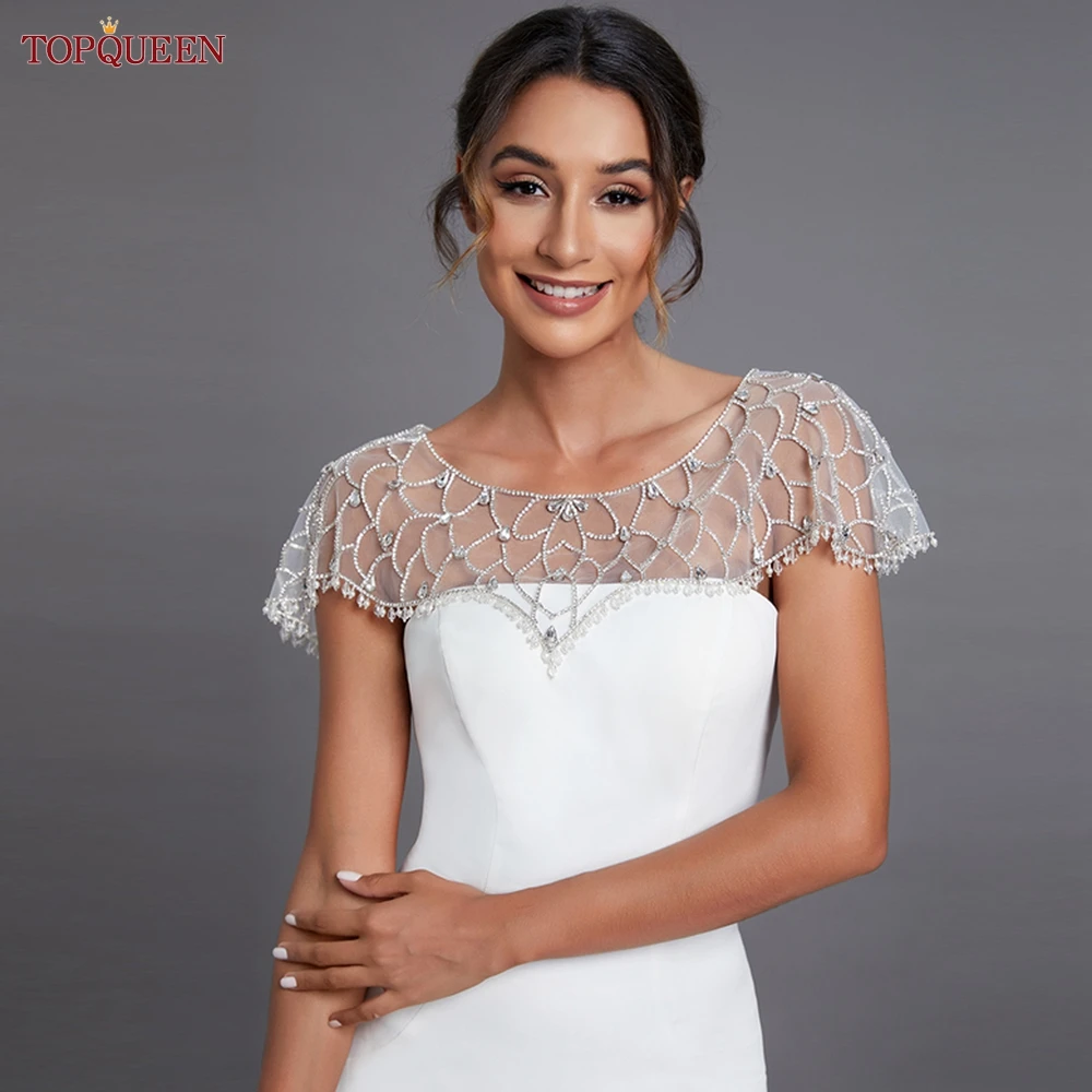 TOPQUEEN SG14 Wedding Wraps mantella da sposa Luxury Party Bolero elegante giacca per la festa nuziale gilet staccabile per il matrimonio fai da te