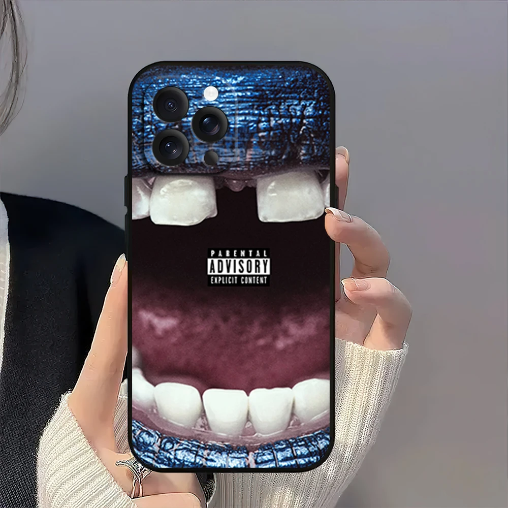 Rapper ScHoolboy Q Blue Lips Oxymoron CrasH Talk Phone Case for iPhone 12 11 14 15 13 16 Max Plus Pro Black Soft Silicone Cover