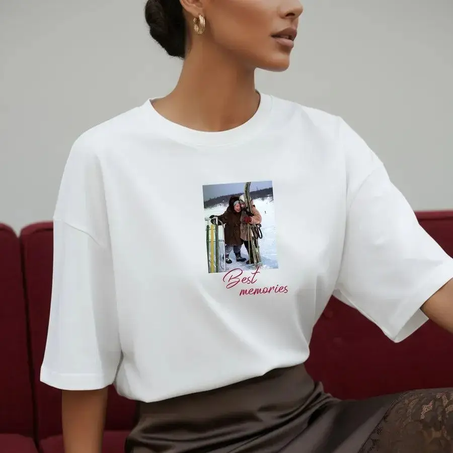 Personalized Best Memories Photo T-Shirt | Custom Picture Print Gift for Loved Ones Sweet Lady Couple Russian Fashion Streetwear
