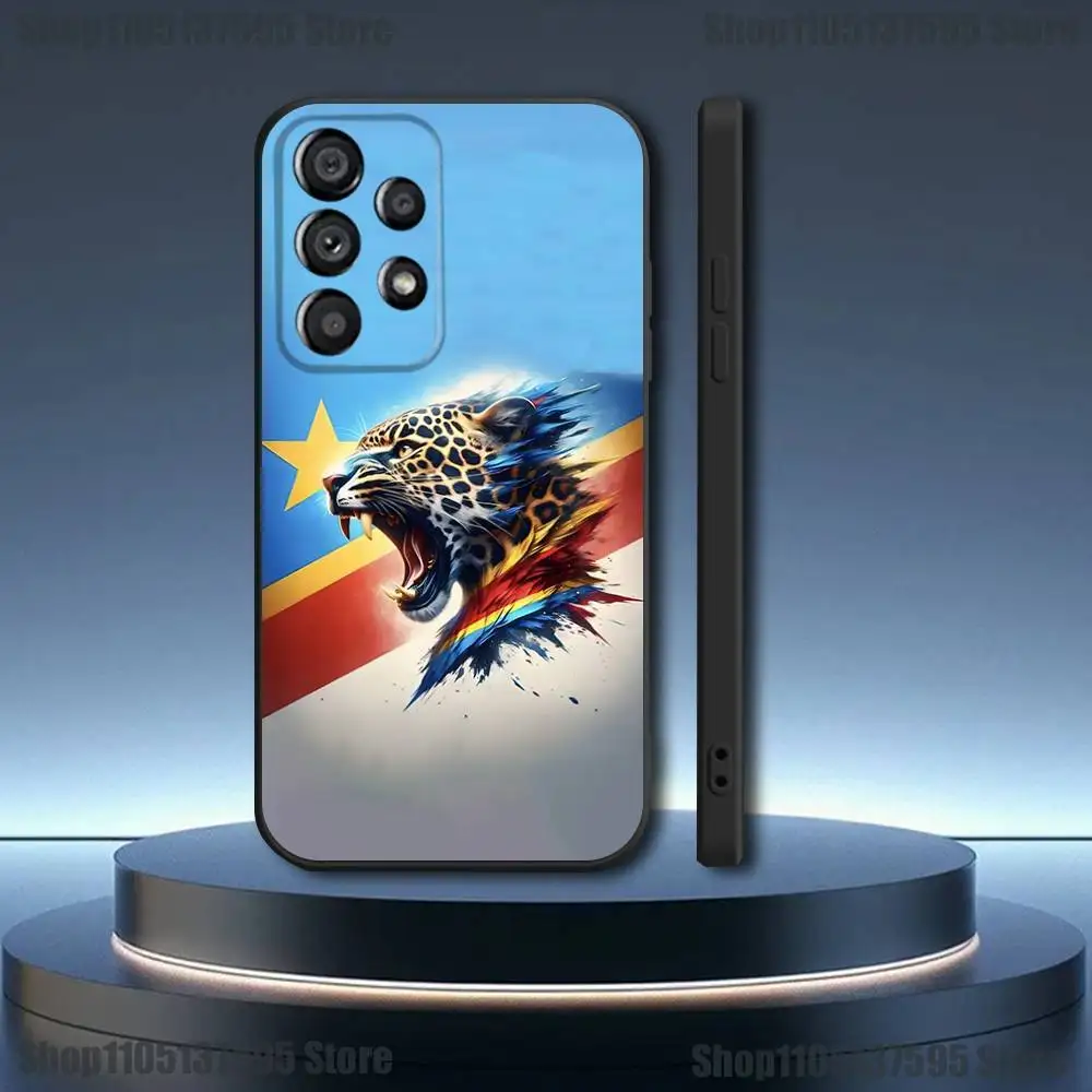 Custodia per telefono con bandiera del Congo della Repubblica Democratica per Samsung Galaxy A91,80,73,72,71,53,52,51,22,5G Cover nera morbida antiurto