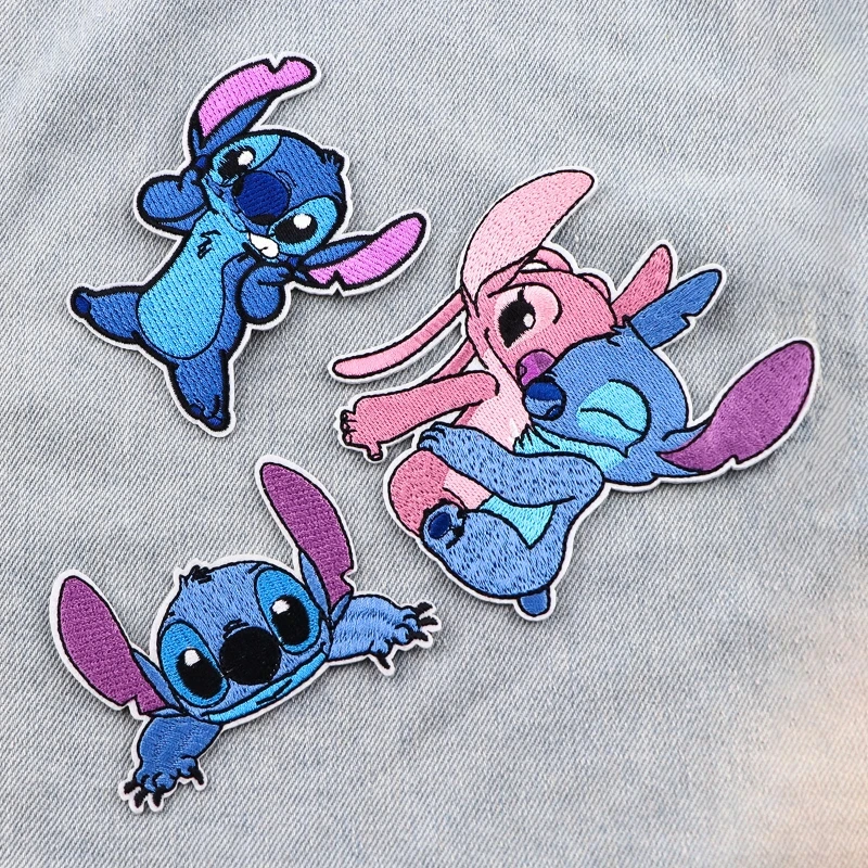

MINISO Stitch Cartoon Embroidered Patc Cute Blue Planet Design, Iron-On/Sew-On Applique For Clothing And Bags Fashion Accessory