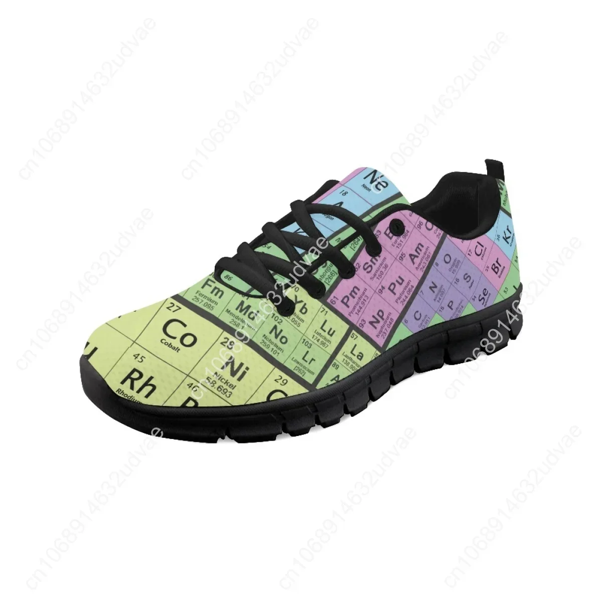Women 3D Periodic Table Print Sneakers For Students Chemistry Pattern Mesh Flats Femme Walking Shoes Zapatos Mujer