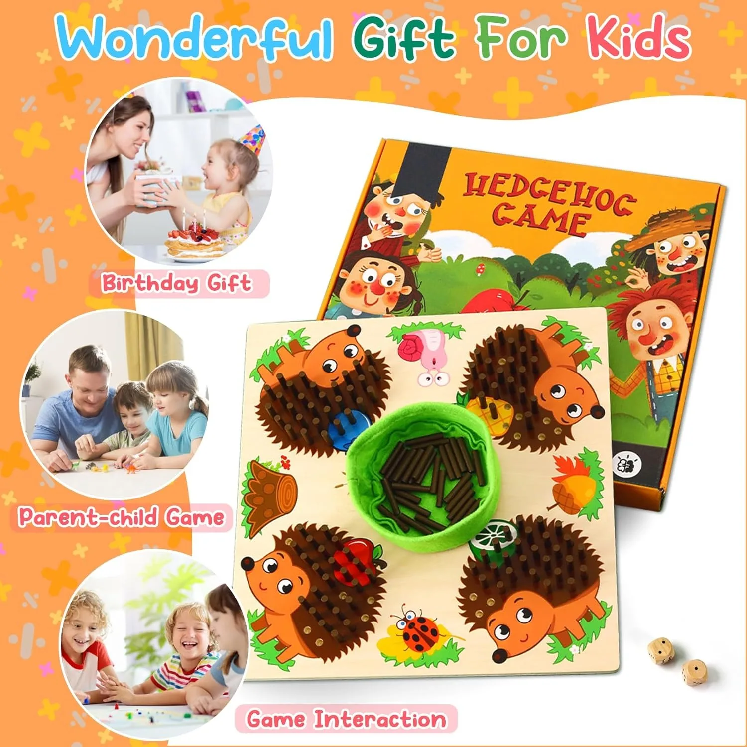 Educational Wooden Hedgehog Sensory Puzzle Toy -Toddlers Counting Matching Game,Montessori,Board Game for Kids Birthday gift,3+