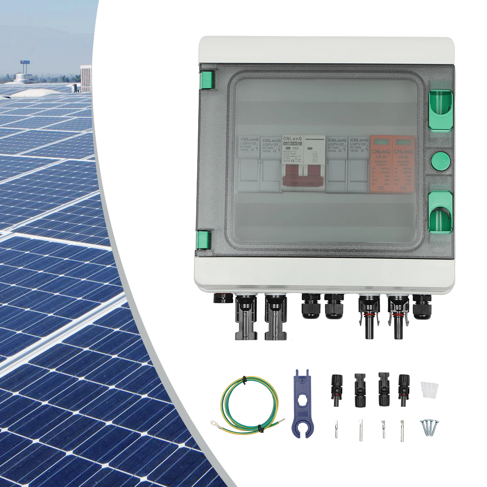 

Solar photovoltaic PV Combiner Box 2 input 1 out DC 500V 32A/63A Circuit Breaker Waterproof Box IP65