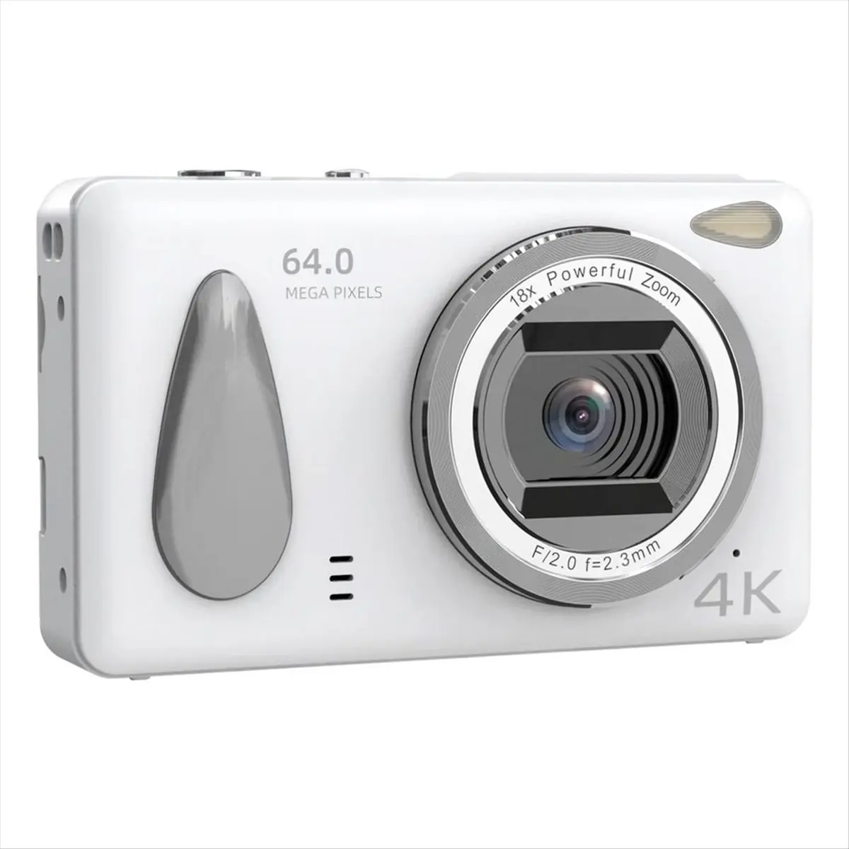 A64K Digital Cameras HD 4K Compact Camera 2.4inch IPS Screen 18X Zoom Anti-Shake Autofocus Camcorder Cameras White