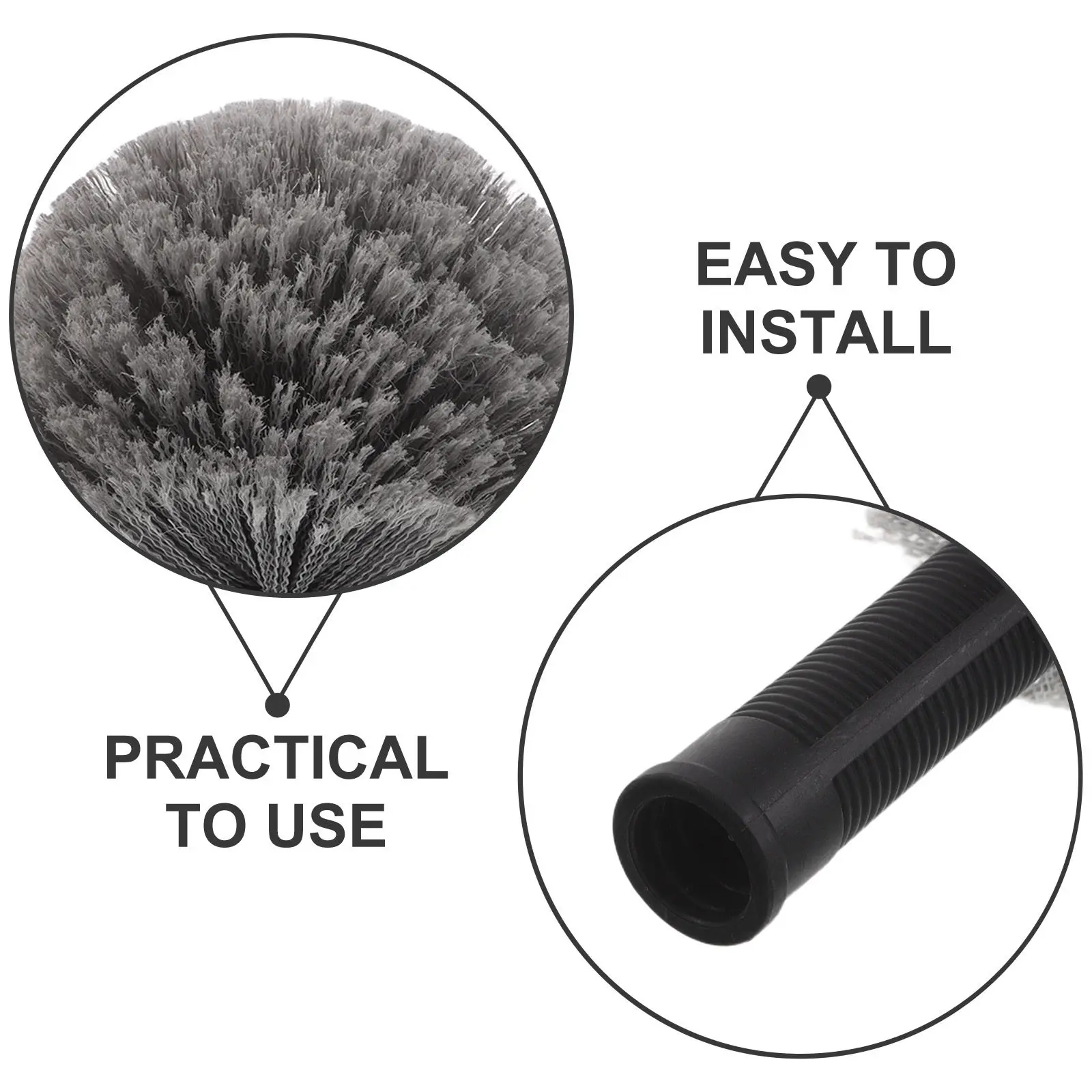 Spiderweb Cleaning Brush Replacement Head Soft Bristle Cobweb Cleaner Screw-on Ceiling Duster Attachment Web Remover Brush