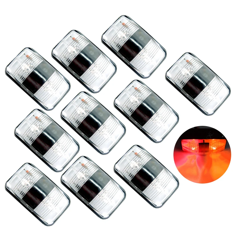 10Pcs Red Side Marker Signal Light Clearance Indicator Lamp Universal 10-30V for Car Truck Trailer Caravan RV Boat 0.5W