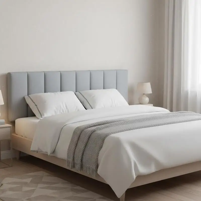 Cojín de cabecera Hanko gris claro de 140 cm, tela gris claro, cojín de cabecera para cama de 140 cm, respaldo de cama suave para montar en la pared