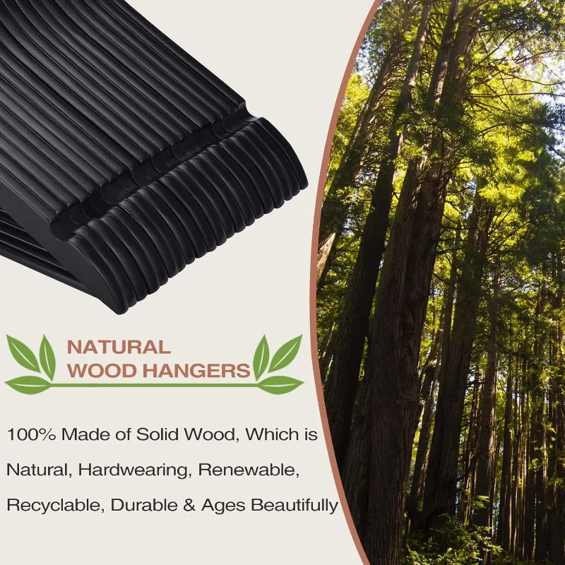 

Wooden Hangers 30 Pack, Slim Wood Hangers with 360° Swivel Hook and Notches