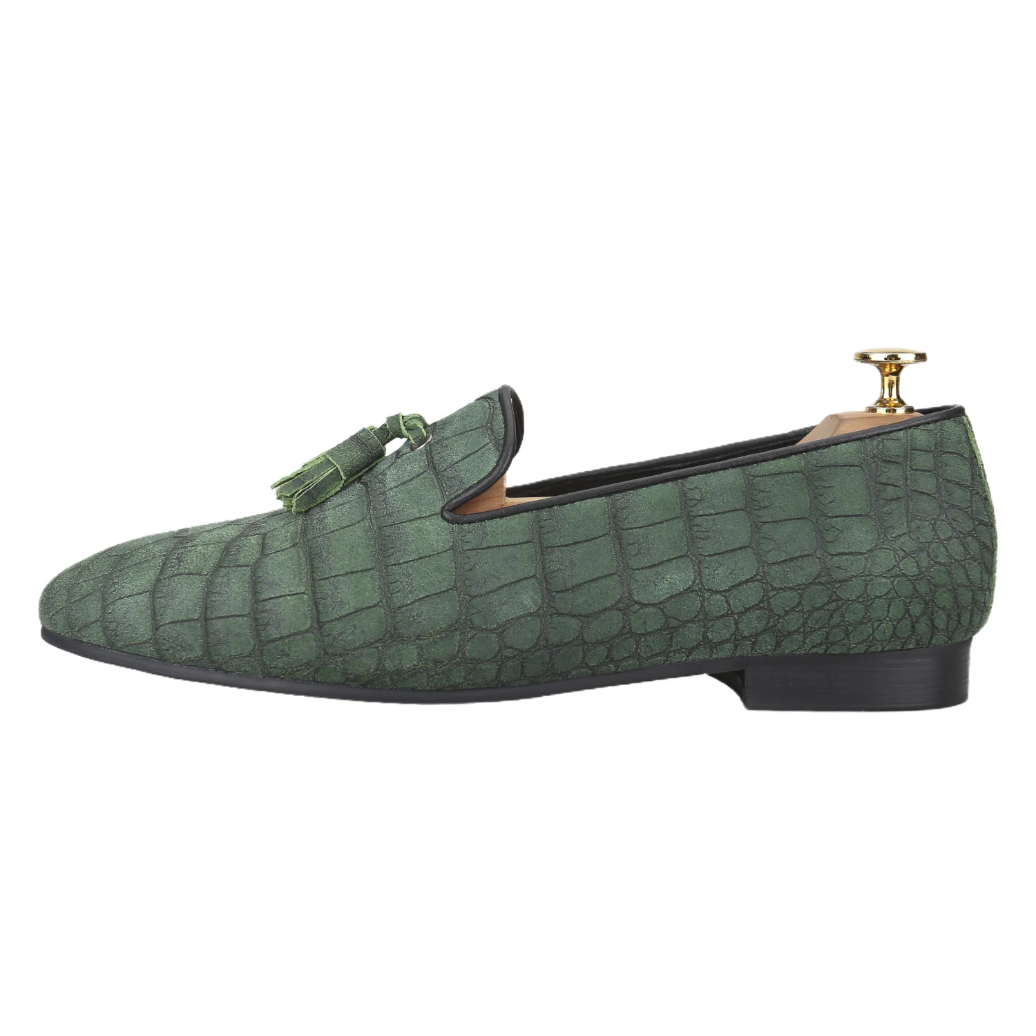 Piegitar Yuppie Style Custom Crocodile-Embossed Suede Tassel Loafers For All-Season Wear Classic Model Gentleman's Moccasins
