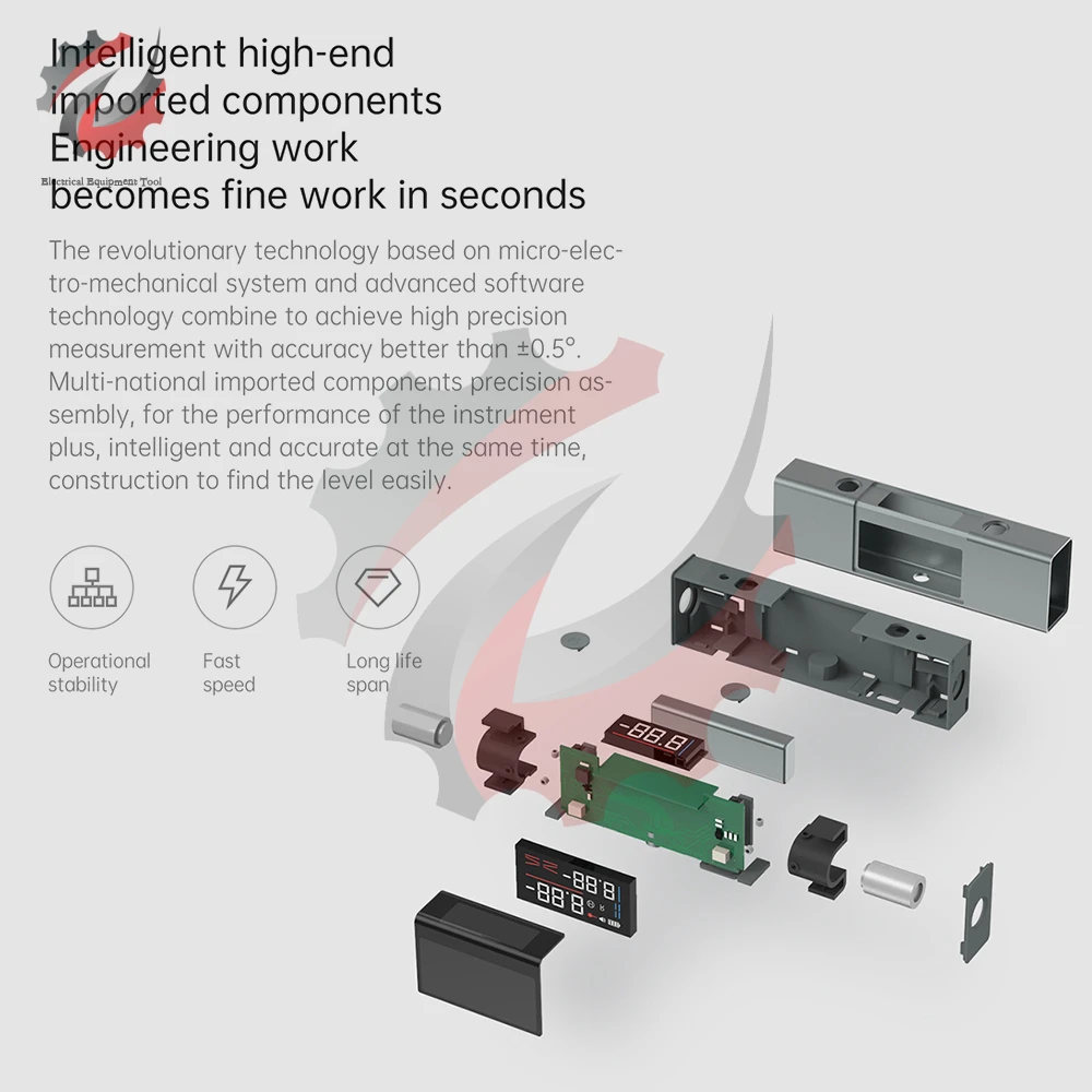 LI1 Laser Protractor Digital Inclinometer Angle Measure Laser Level Ruler Type-C Laser Measurement Construction Tool Angle Ruler