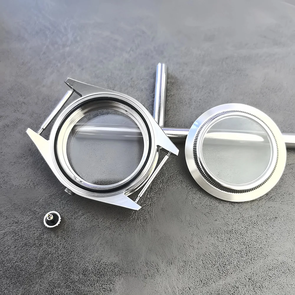 حافظة ساعة من الفولاذ المقاوم للصدأ مقاس 36 مم/39 مم، زجاج كريستال ياقوتي، تكبير التاريخ، متوافقة مع حركات NH35، NH36