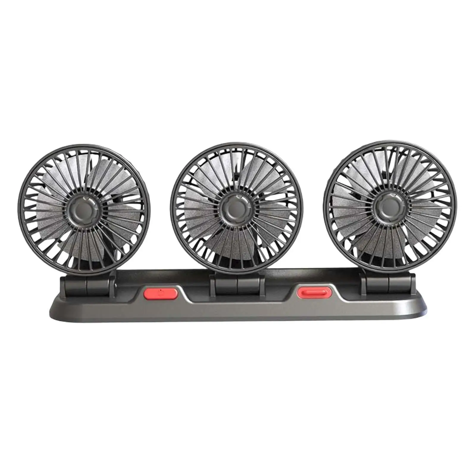 Car Air Circulation Fan Powerful Low Quiet 360 Rotation 3 Head Automobile