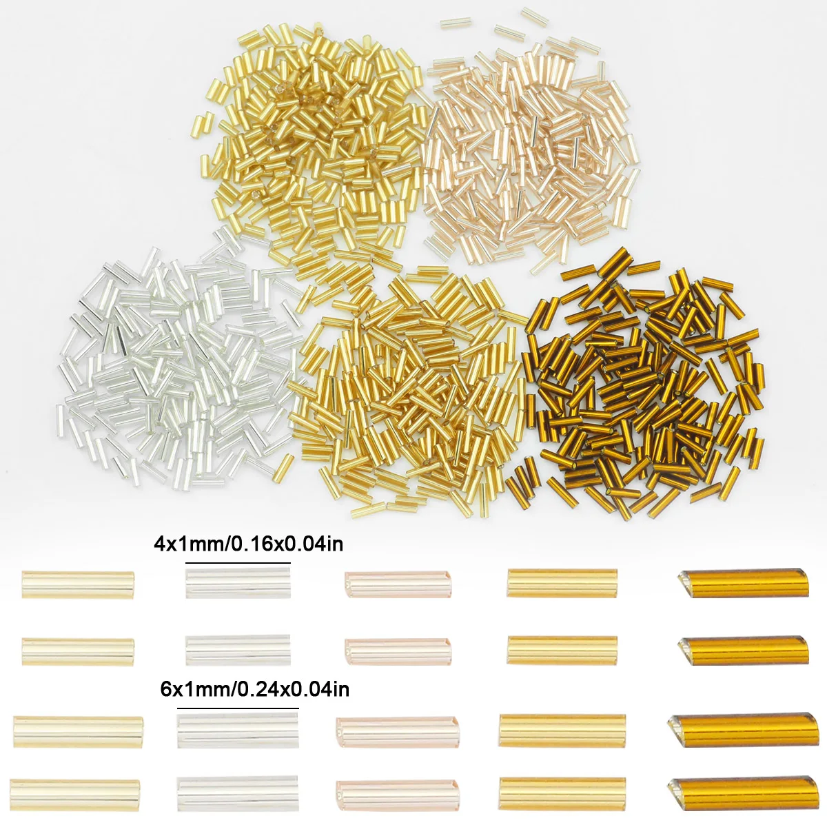 4/6mm Multicolor Glass Trumpet Bead Acrylic Straight Loose Beads For Jewelry Making DIY Bracelets Earrings Pendants Accessories