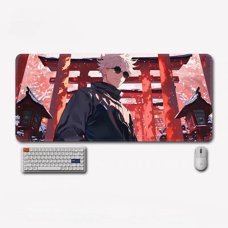 Anime Gojo Satoru Leather Mouse Pad Boys Oversized Edge Lock Animation Game Computer Keyboard Table Mat Jujutsu Kaisen Periphery