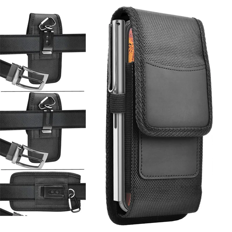 Nylon Cell Phone Belt Clip Holster Pouch Buckle Wallet Card Holder Case Cover For iphone 15 14 Pro Max Samsung S24 S23 Ultra Bag