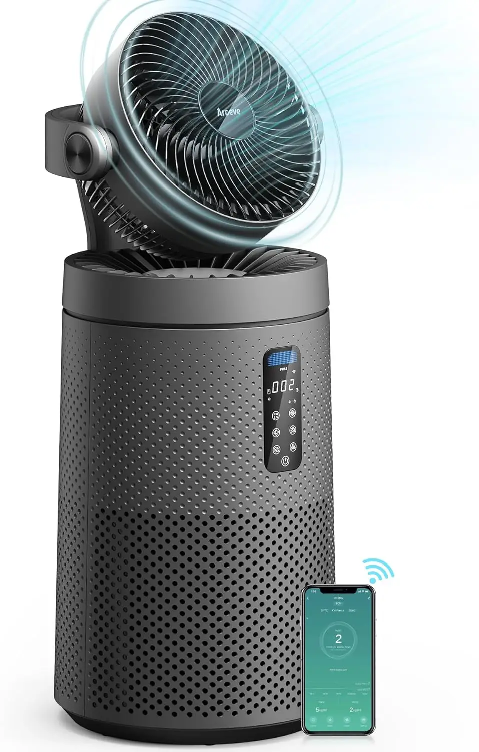 

Air Purifiers Fan for Home Large Room With 2 In 1 Air Circulator Fan System And Smart WIFI Cover 1980 Sq Ft Oscillating Air