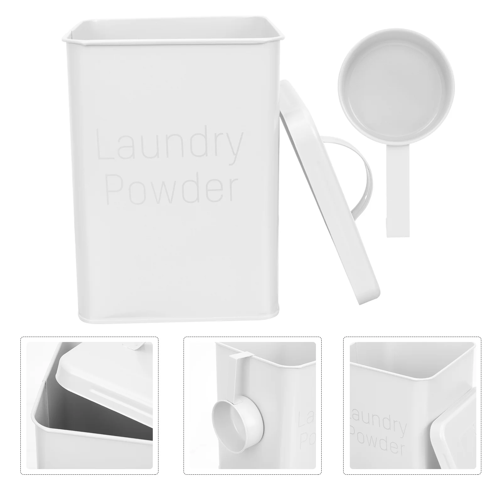 

Flour Container Washing Powder Storage Bucket Laundry Room Organization Soap Dispenser Fabric Softener White Holder with Scoop