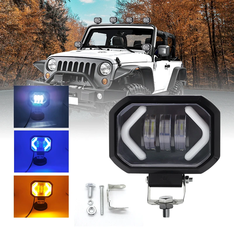 LED Fog Lamp Driving Daytime Off road Led Light Headlight 4'' 50W Motorcycle Halo Lamps For Jeep ATV 12V 24V SUV Worklight Beams