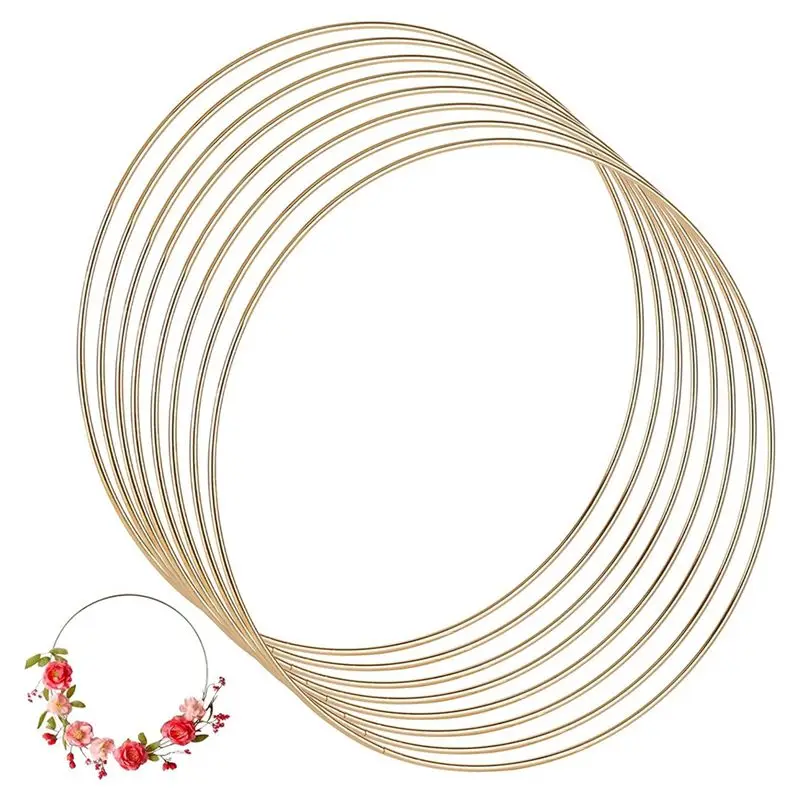 AT05-8Pcs Metal Floral Hoops Wreath 12 Inch Catcher Macrame Rings For Wedding Wreath Decor, Table Centerpieces