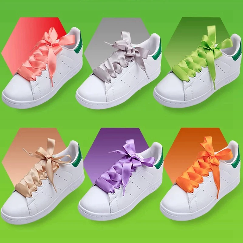 1Pair 2 CM High Quality Silk Fabric Shoelace Width Silk Satin Shoelaces Ribbon Shoe Laces Boots Women Sneakers ShoeLace 19 Color