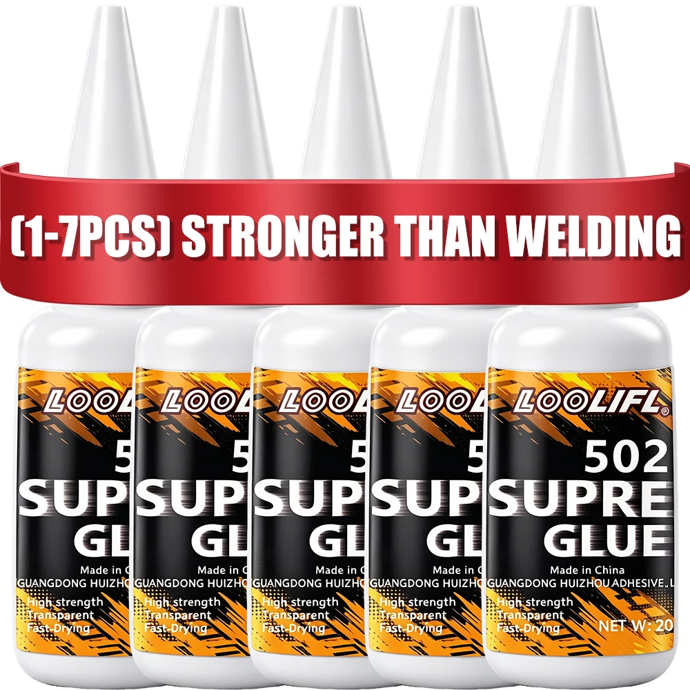 1-7PCS LOOLIFL All Purpose Strong Instant Bond 502 Super Glue Transparent For DIY Craft Model Wood Glass Metal Fast Repair Glue