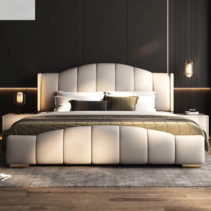 

New master bedroom luxury queen double 1.8x2 meters modern simple 1.5 meters home storage wedding bed leather art bed