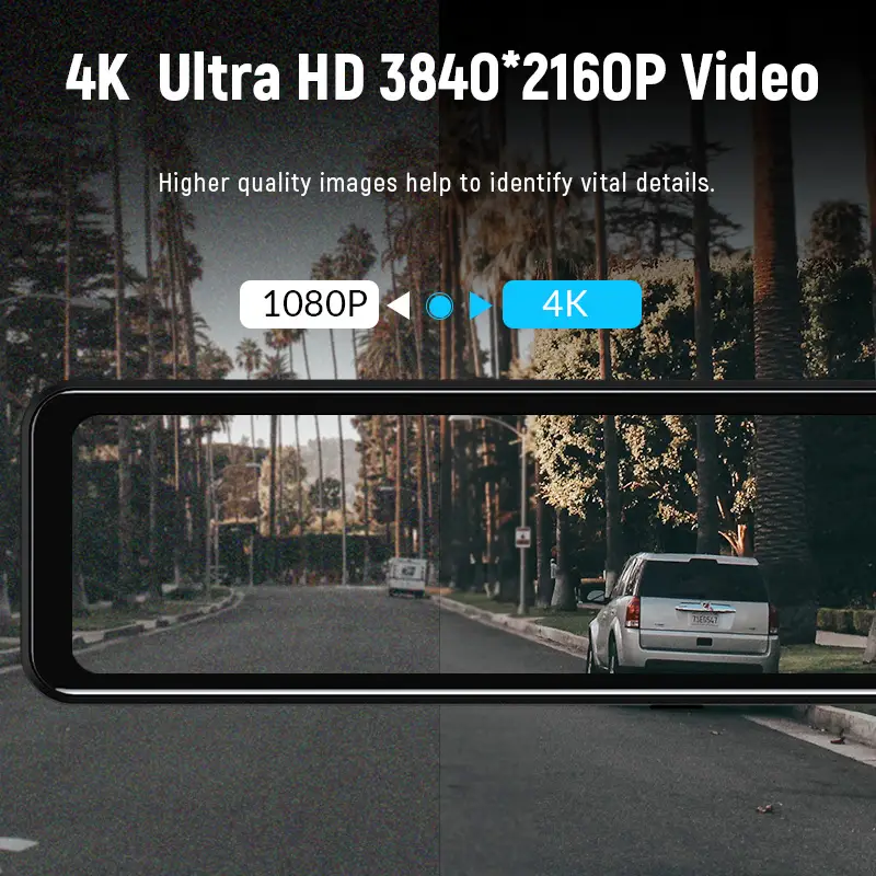 E-ACE 4K WIFI Dashcam 12Inch Car DVR RearView Mirror Recorder Dash Cam Support 1080P Sony Black Box Rear View Camera Acesssories - 4