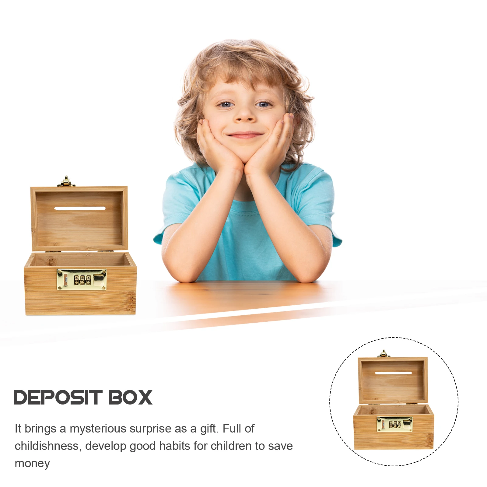 

Retro Bamboo Wood Piggy Bank Storage Chest with Lock Cash Coin Case Money Jar for Kids Adults Home Decor