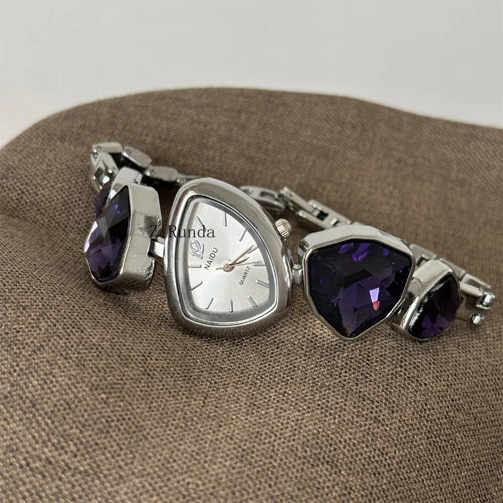 ساعة غير منتظمة للسيدات خفيفة فاخرة على الموضة من حجر الراين الزجاجي وساعة رائعة #4