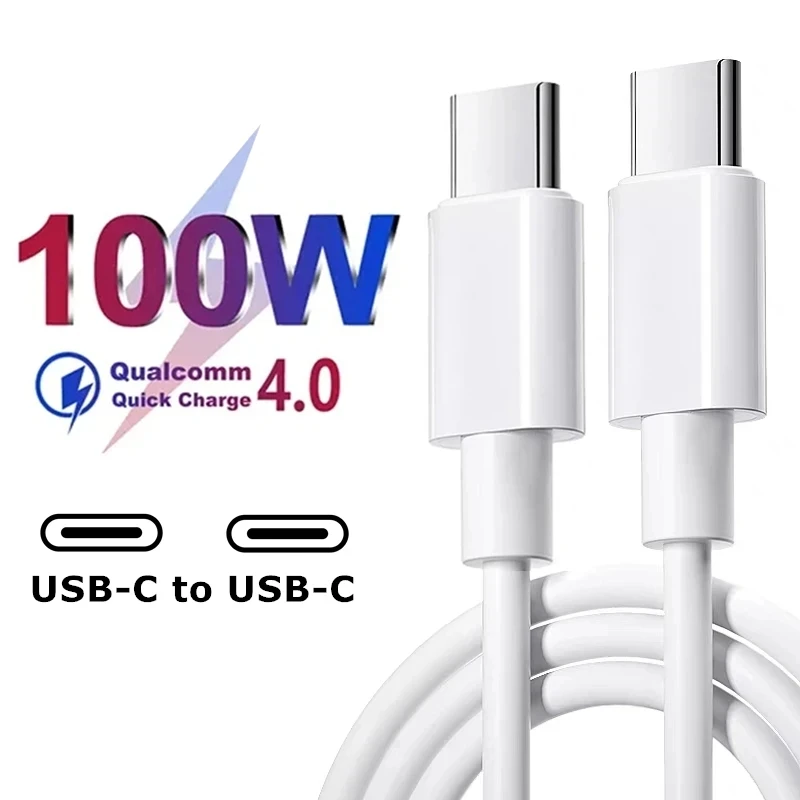 USB C to Type C 100W PD Cable for iPhone 15 Plus 15 Pro Max Samsung Moto Huawei Honor Realme iQOO Dual Type-C Fast Charger Cable