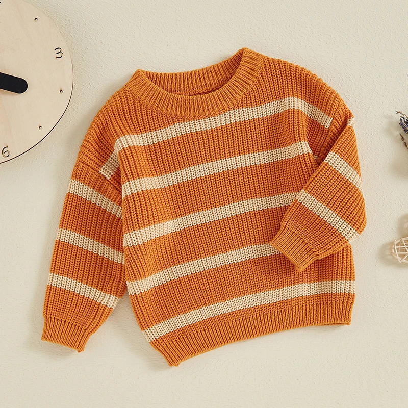 Baby Clothing Girls Knit Sweater Toddler Infant Newborn Knitwear Soft Striped Long Sleeve Pullover Tops Newborn Clothes