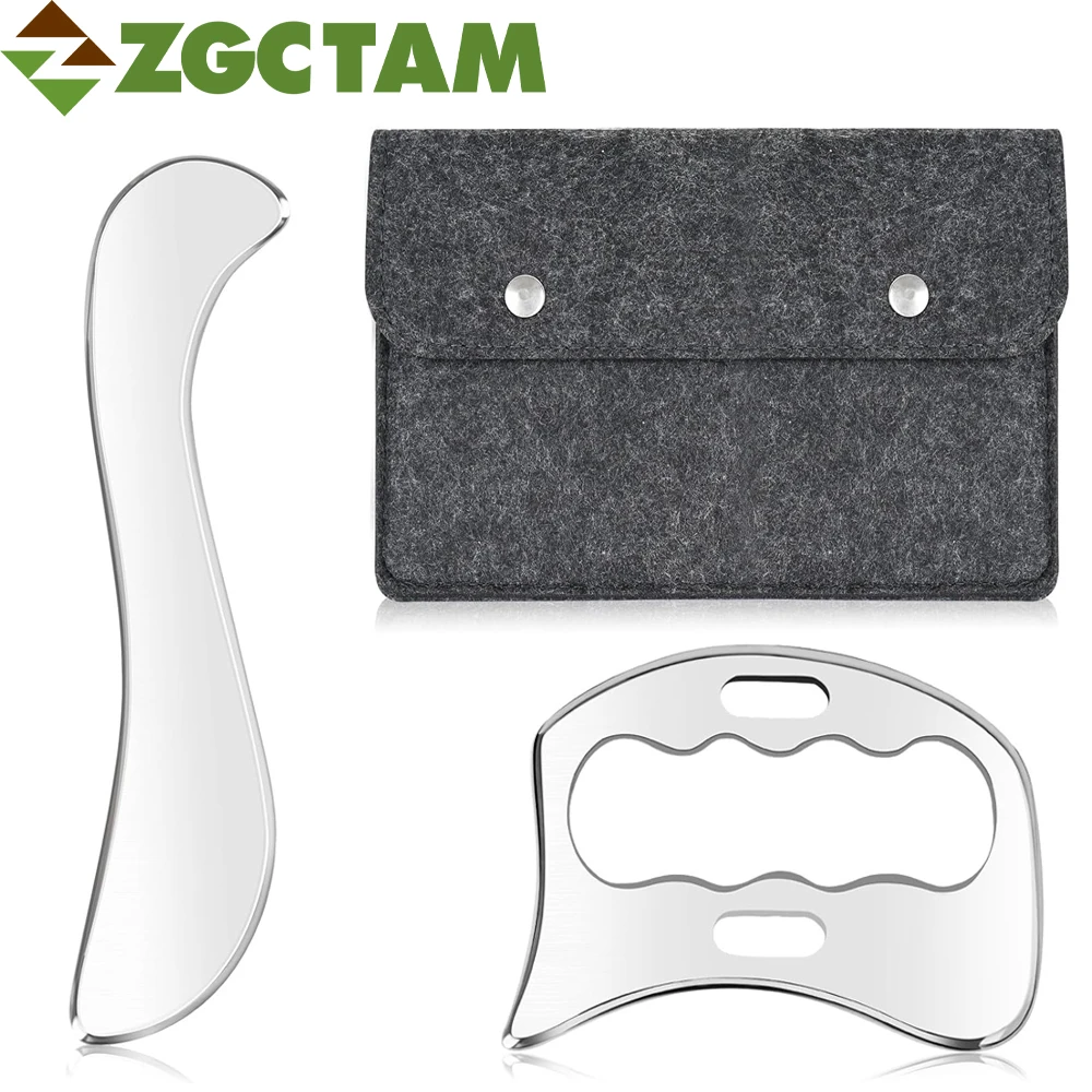 

2-in-1 Stainless Steel Gua Sha Muscle Scraper Tool, Myofascial Scraping Tools, Lymphatic Drainage Massager, Graston Tool Set