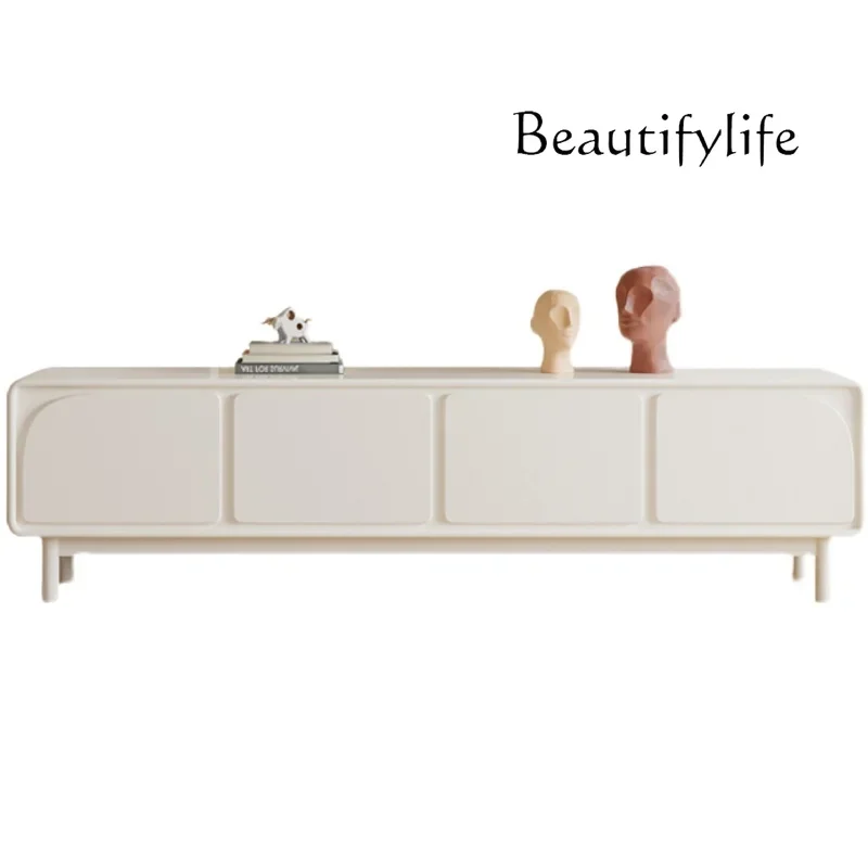 

Cream Style TV Cabinet Living Room French Fashion Simple Shaped Light Luxury Creative TV Stand