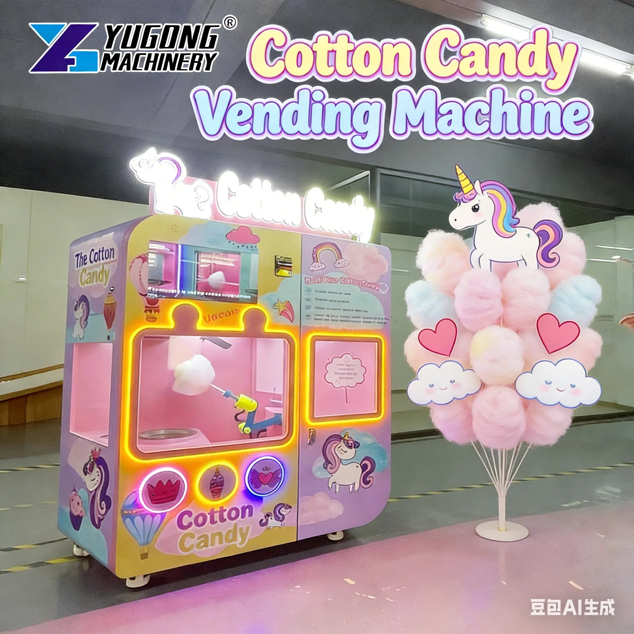 

Customized Supermarket CT301 Electric Cotton Candy Vending Machine Cotton Candy Maker For Sale