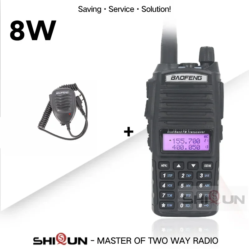 Baofeng UV-82 8W 10KM High/Mid/Low Tri-Power Modes Dual PTT Walkie Talkie Portable vhf / uhf Two Way Radio Ham 8W Ham UV82 UV 82