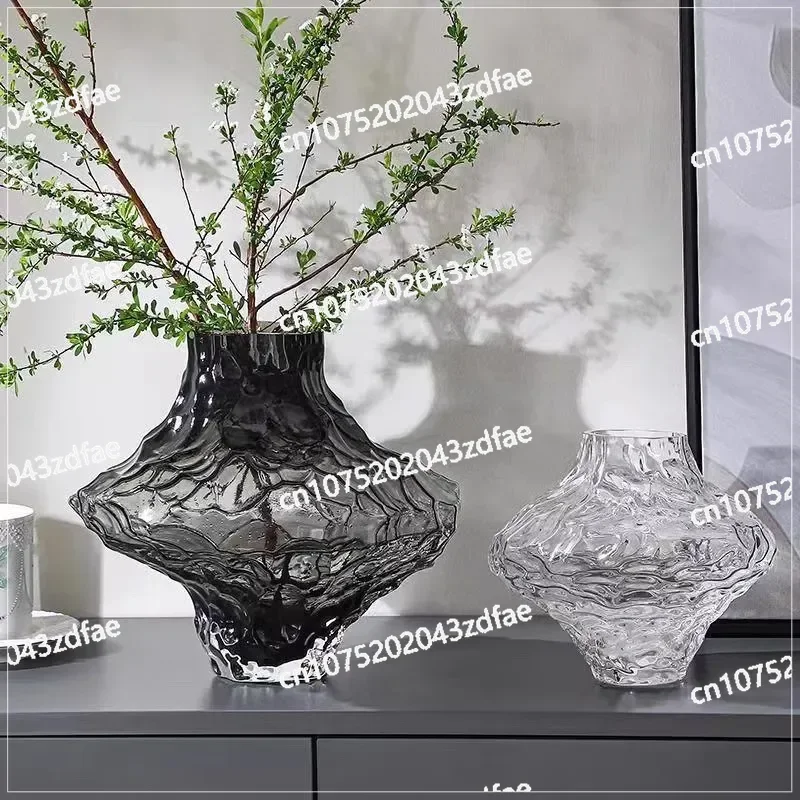 Nordic valley glass vase Denmark canyon transparent flower arrangement water care light luxury high-end creative art ornament