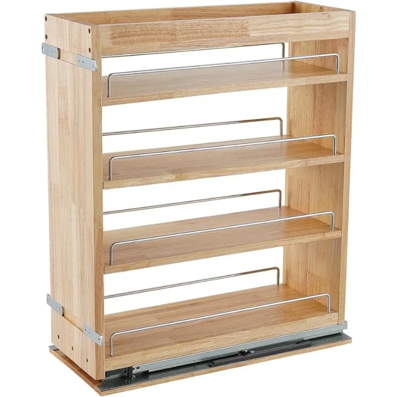 

Pull Out Spice Rack Cabinet Organizer, (8" W x 21.9" D x 25.2" H) Multi-Use Soild Wood Pull Out Cabinet Organizer