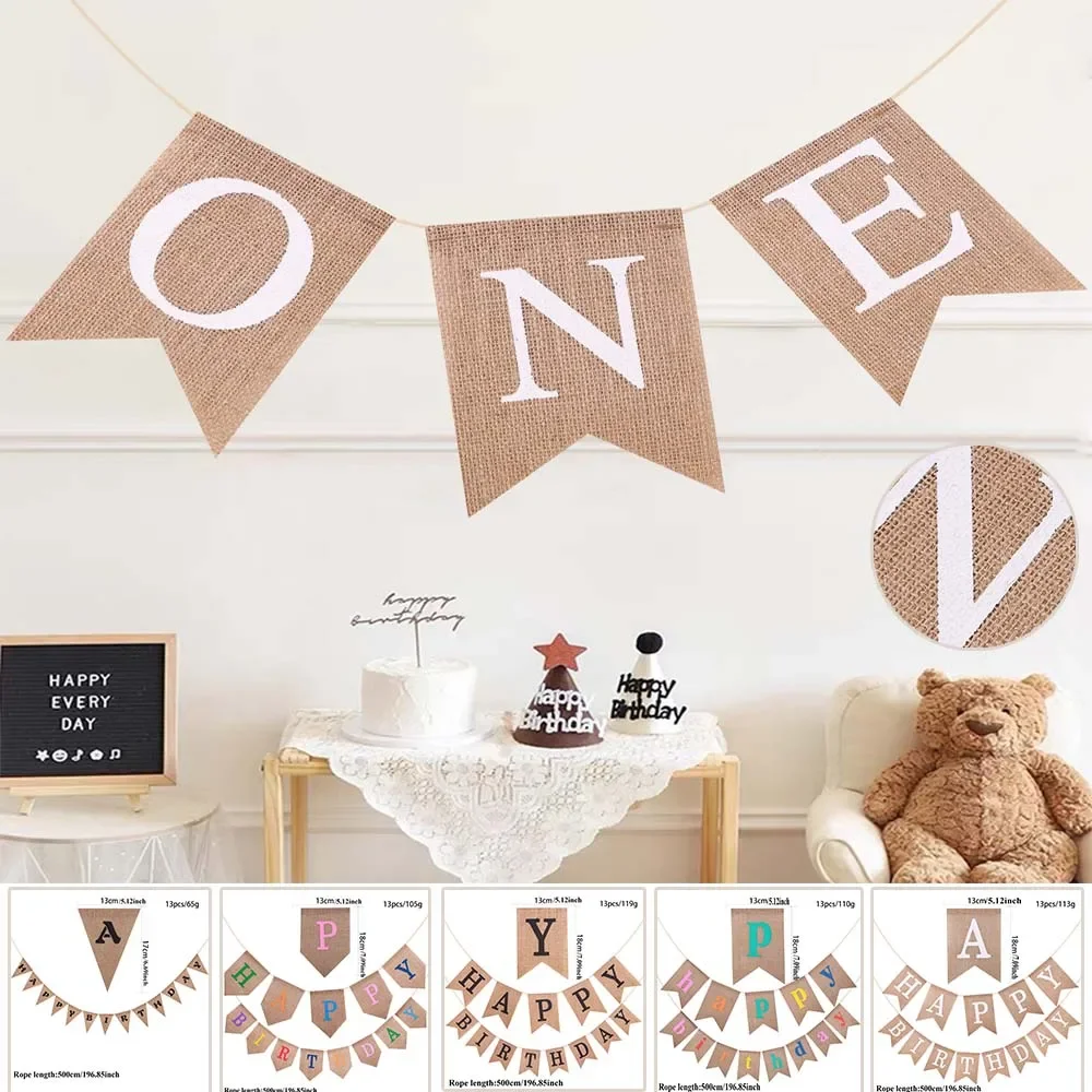 Happy Birthday Banner Background Flag Birthday Bunting Pennant 1st Baby Shower Birthday Party Decoration Supplies